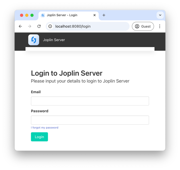 The Joplin web UI running at localhost:8080