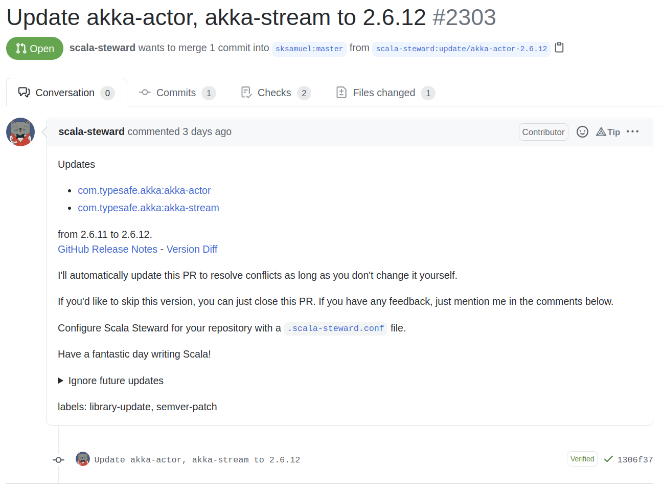 A scala steward pull request updating akka-actor and akka-stream in the elastic4s repo